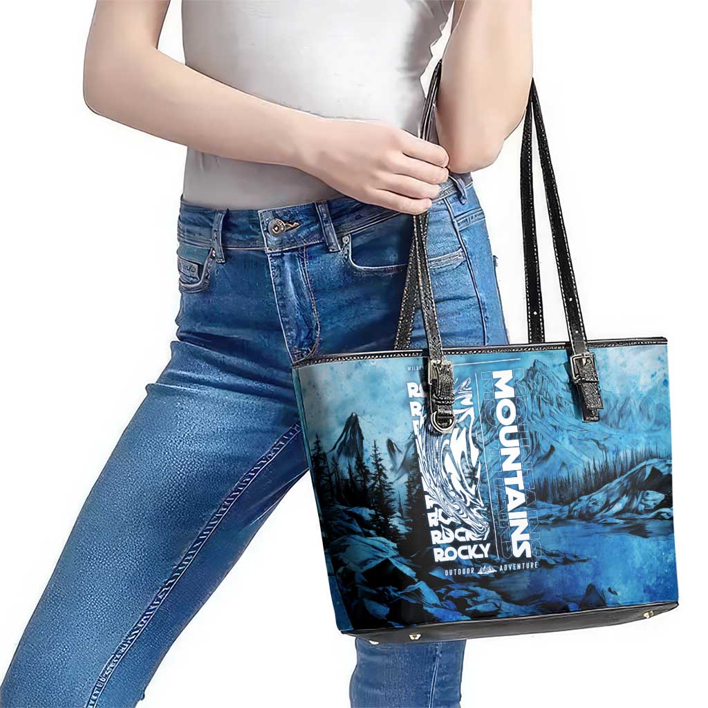 Rocky Mountains Leather Tote Bag Outdoor Adventure