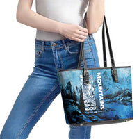 Rocky Mountains Leather Tote Bag Outdoor Adventure