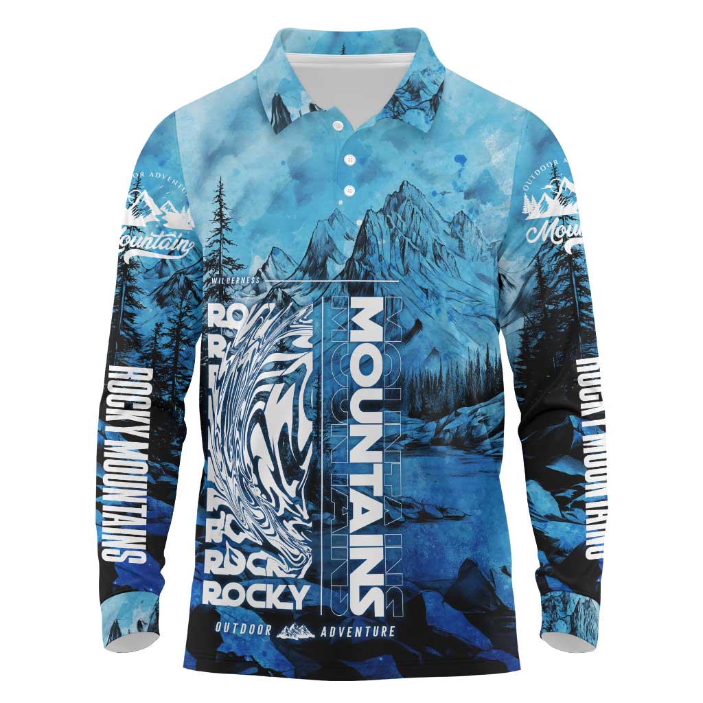 Rocky Mountains Long Sleeve Polo Shirt Outdoor Adventure