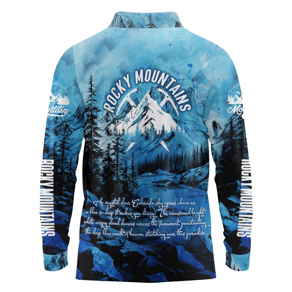 Rocky Mountains Long Sleeve Polo Shirt Outdoor Adventure