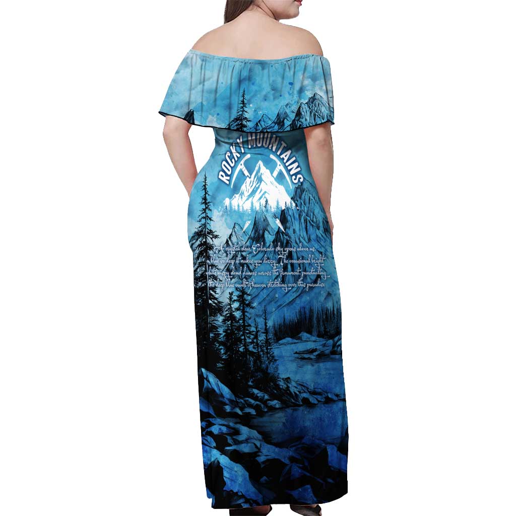 Rocky Mountains Off Shoulder Maxi Dress Outdoor Adventure