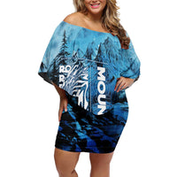 Rocky Mountains Off Shoulder Short Dress Outdoor Adventure