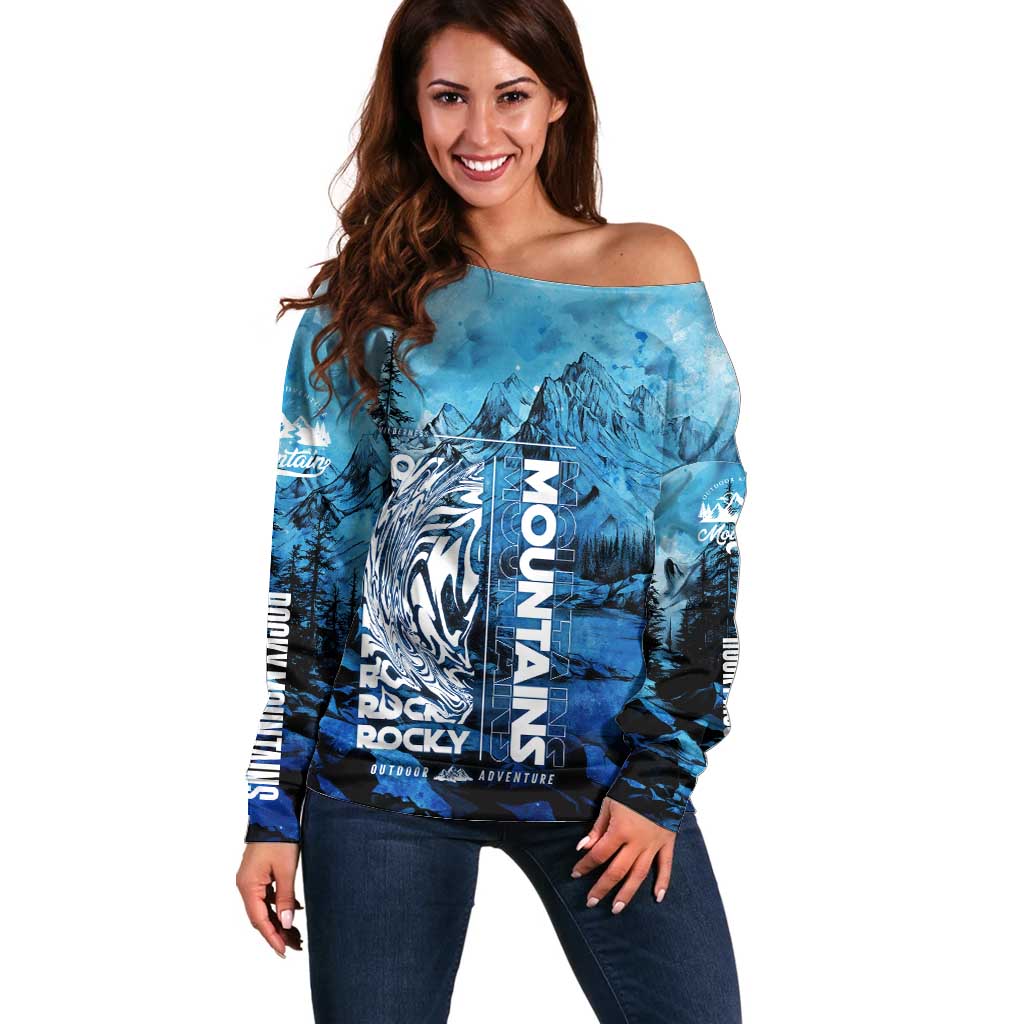 Rocky Mountains Off Shoulder Sweater Outdoor Adventure