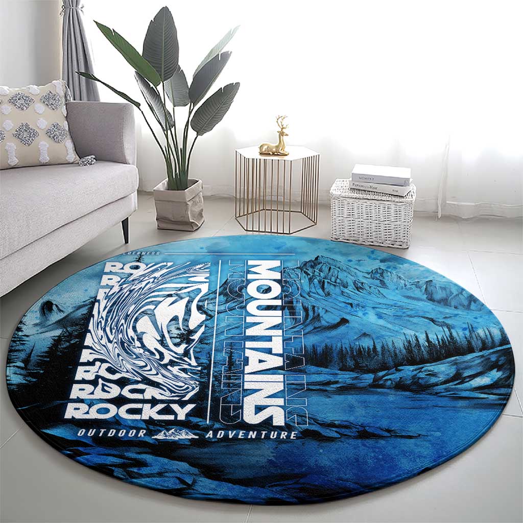 Rocky Mountains Round Carpet Outdoor Adventure
