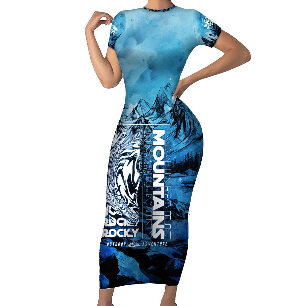 Rocky Mountains Short Sleeve Bodycon Dress Outdoor Adventure