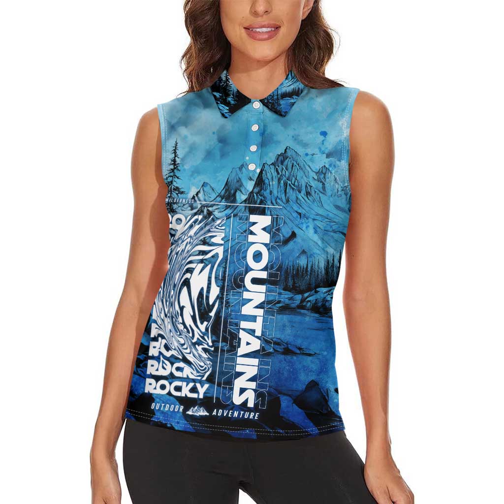Rocky Mountains Women Sleeveless Polo Shirt Outdoor Adventure