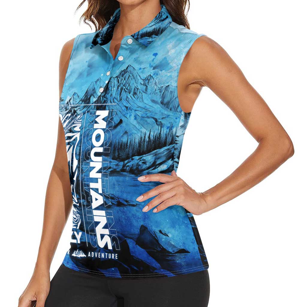 Rocky Mountains Women Sleeveless Polo Shirt Outdoor Adventure