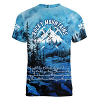 Rocky Mountains Women V-Neck T-Shirt Outdoor Adventure