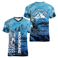 Rocky Mountains Women V-Neck T-Shirt Outdoor Adventure