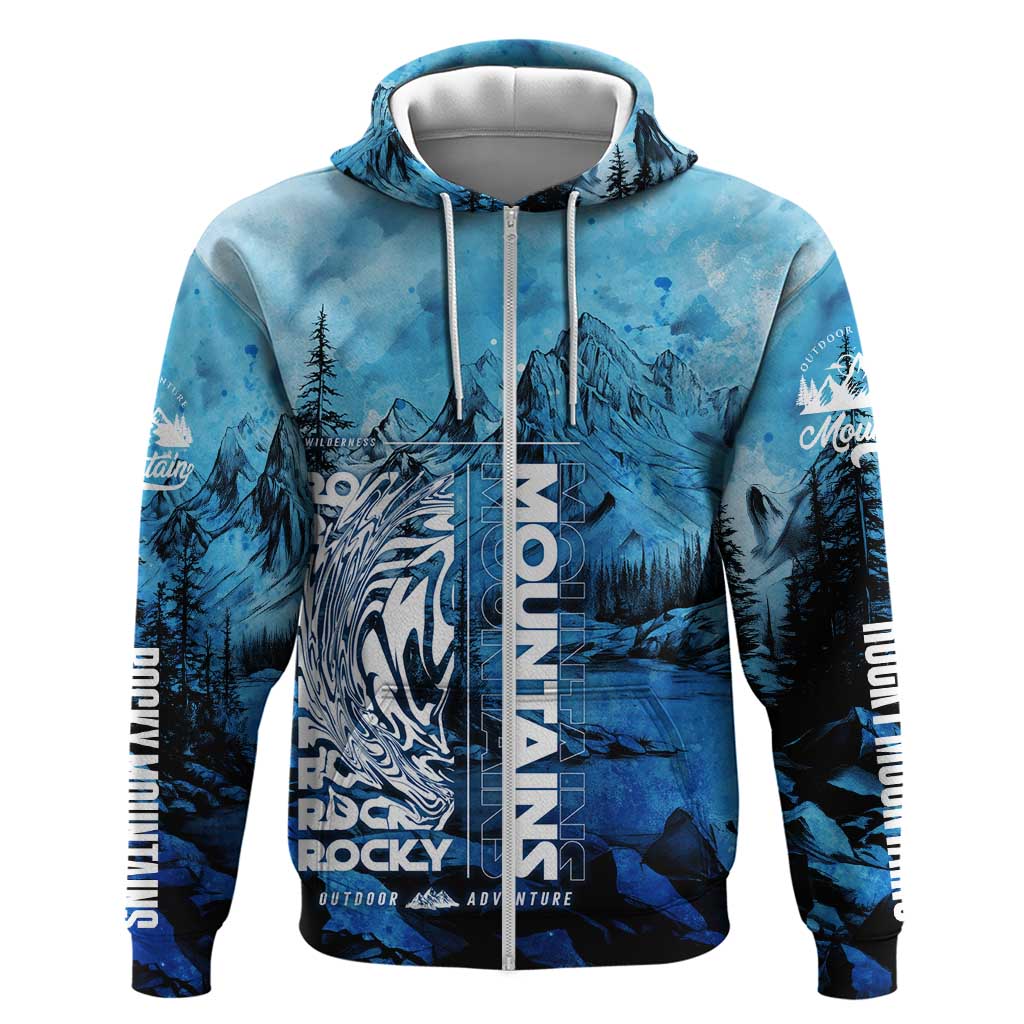 Rocky Mountains Zip Hoodie Outdoor Adventure