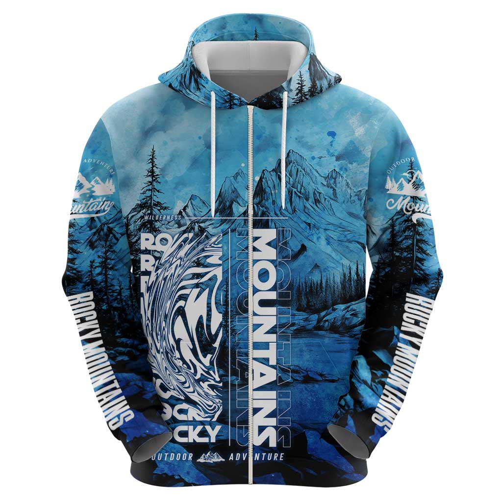 Rocky Mountains Zip Hoodie Outdoor Adventure
