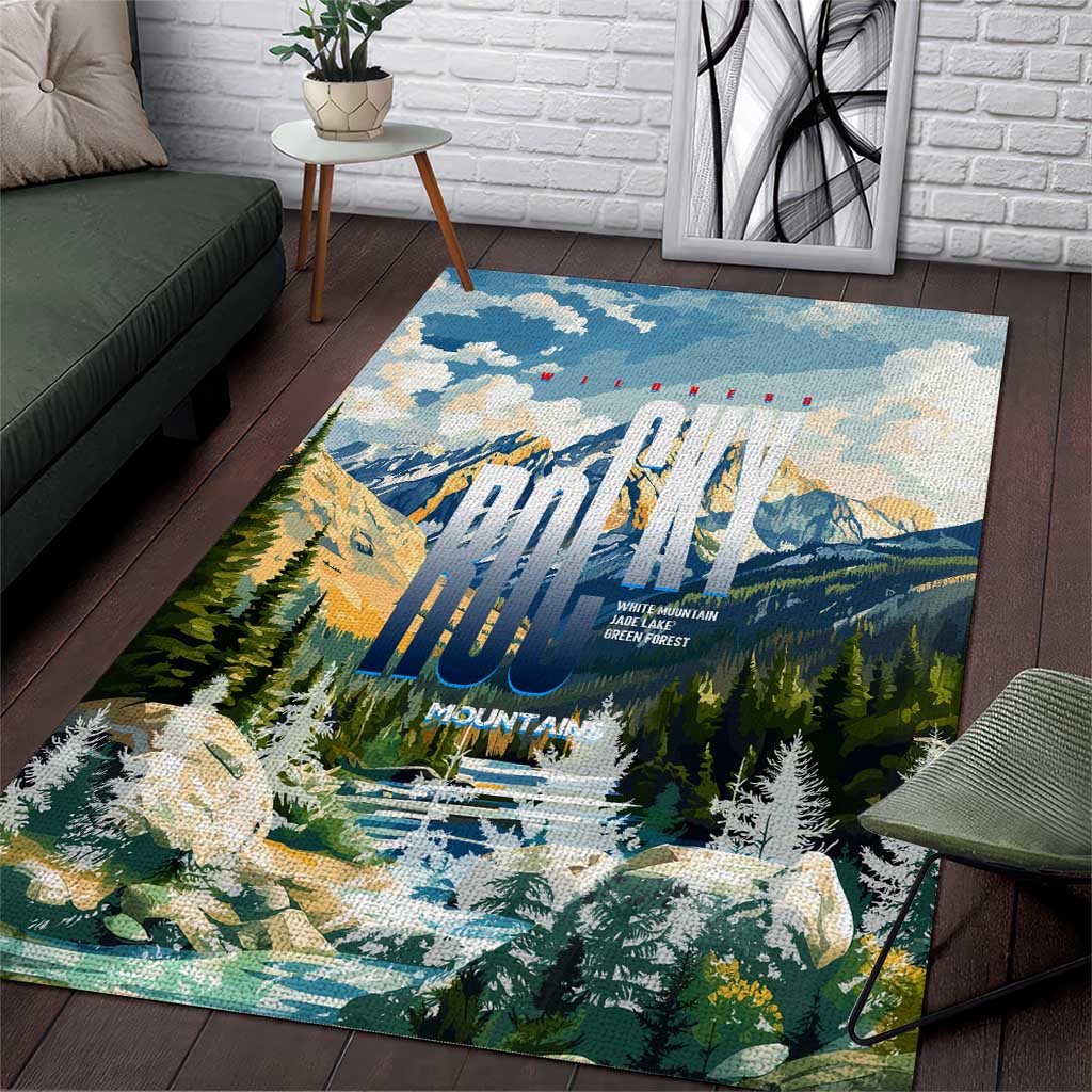 Wilderness of Rocky Mountains Area Rug