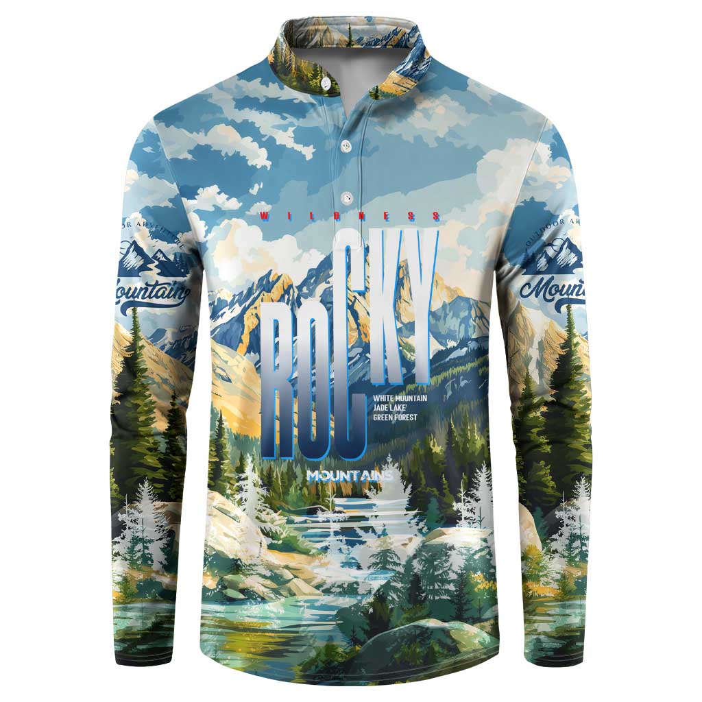 Wilderness of Rocky Mountains Button Sweatshirt