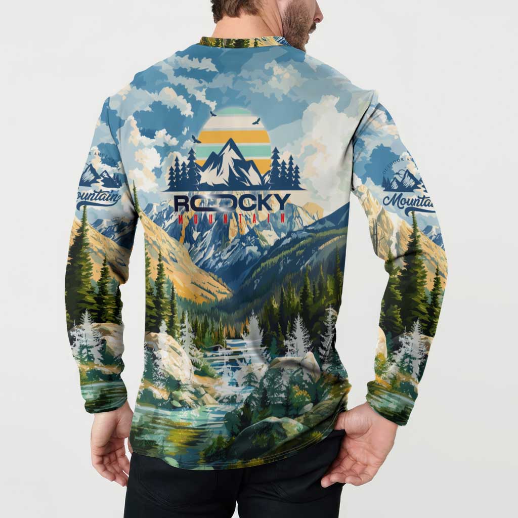 Wilderness of Rocky Mountains Button Sweatshirt