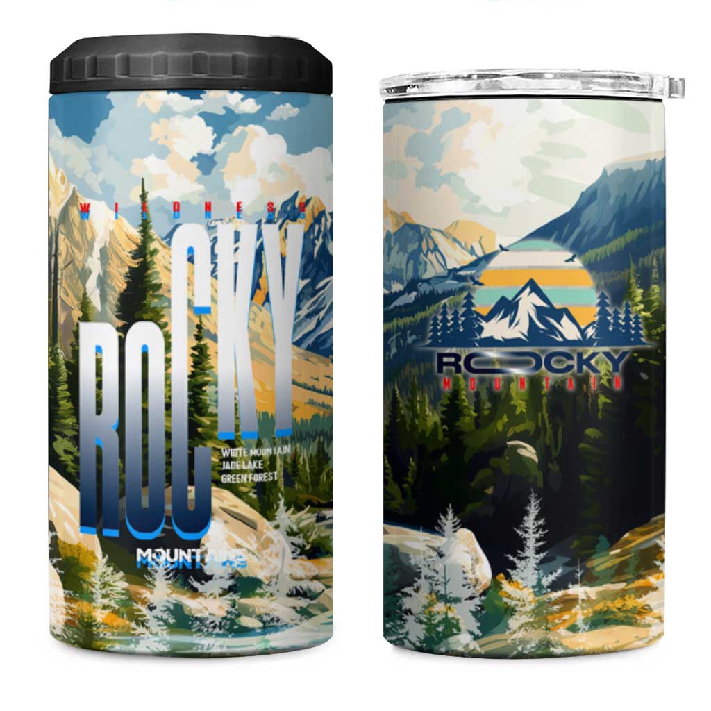 Wilderness of Rocky Mountains 4 in 1 Can Cooler Tumbler