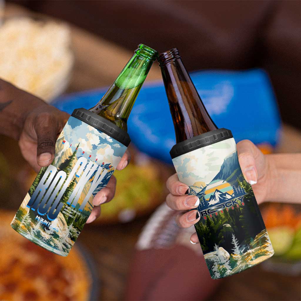 Wilderness of Rocky Mountains 4 in 1 Can Cooler Tumbler
