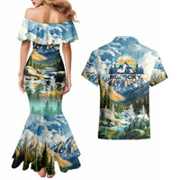 Wilderness of Rocky Mountains Couples Matching Mermaid Dress and Hawaiian Shirt