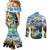 Wilderness of Rocky Mountains Couples Matching Mermaid Dress and Long Sleeve Button Shirt