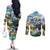 Wilderness of Rocky Mountains Couples Matching Off The Shoulder Long Sleeve Dress and Long Sleeve Button Shirt