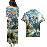 Wilderness of Rocky Mountains Couples Matching Puletasi and Hawaiian Shirt