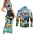 Wilderness of Rocky Mountains Couples Matching Short Sleeve Bodycon Dress and Long Sleeve Button Shirt