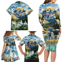 Wilderness of Rocky Mountains Family Matching Long Sleeve Bodycon Dress and Hawaiian Shirt