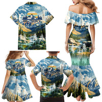Wilderness of Rocky Mountains Family Matching Mermaid Dress and Hawaiian Shirt