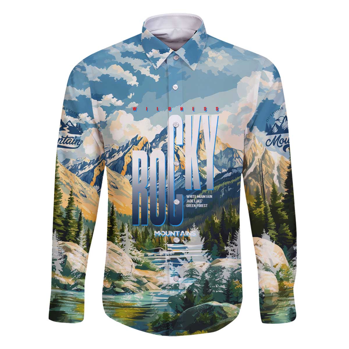 Wilderness of Rocky Mountains Family Matching Off The Shoulder Long Sleeve Dress and Hawaiian Shirt