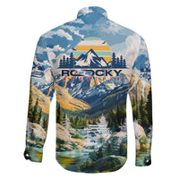 Wilderness of Rocky Mountains Family Matching Off The Shoulder Long Sleeve Dress and Hawaiian Shirt