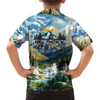 Wilderness of Rocky Mountains Family Matching Off Shoulder Maxi Dress and Hawaiian Shirt