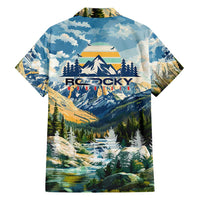 Wilderness of Rocky Mountains Family Matching Off Shoulder Maxi Dress and Hawaiian Shirt
