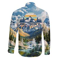 Wilderness of Rocky Mountains Family Matching Off Shoulder Maxi Dress and Hawaiian Shirt