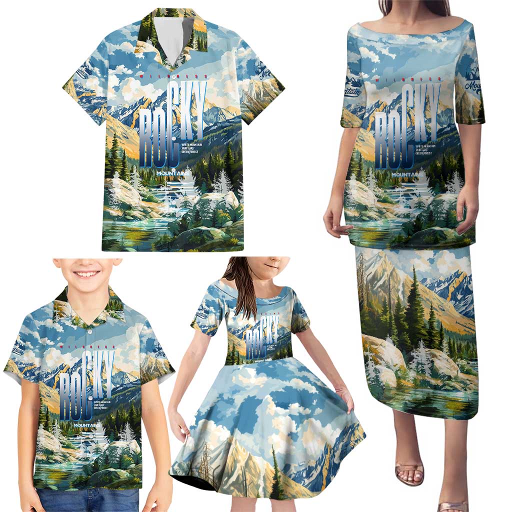 Wilderness of Rocky Mountains Family Matching Puletasi and Hawaiian Shirt