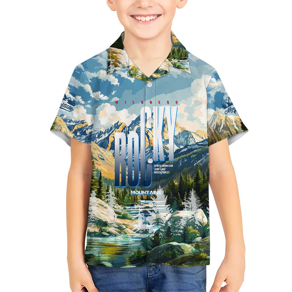 Wilderness of Rocky Mountains Family Matching Short Sleeve Bodycon Dress and Hawaiian Shirt