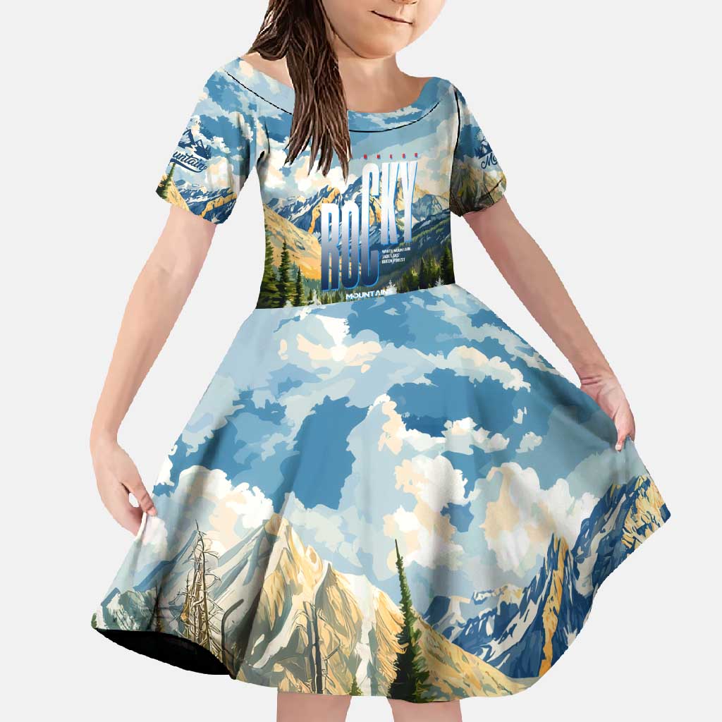 Wilderness of Rocky Mountains Family Matching Summer Maxi Dress and Hawaiian Shirt