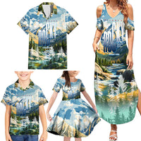 Wilderness of Rocky Mountains Family Matching Summer Maxi Dress and Hawaiian Shirt