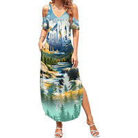 Wilderness of Rocky Mountains Family Matching Summer Maxi Dress and Hawaiian Shirt