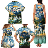 Wilderness of Rocky Mountains Family Matching Tank Maxi Dress and Hawaiian Shirt