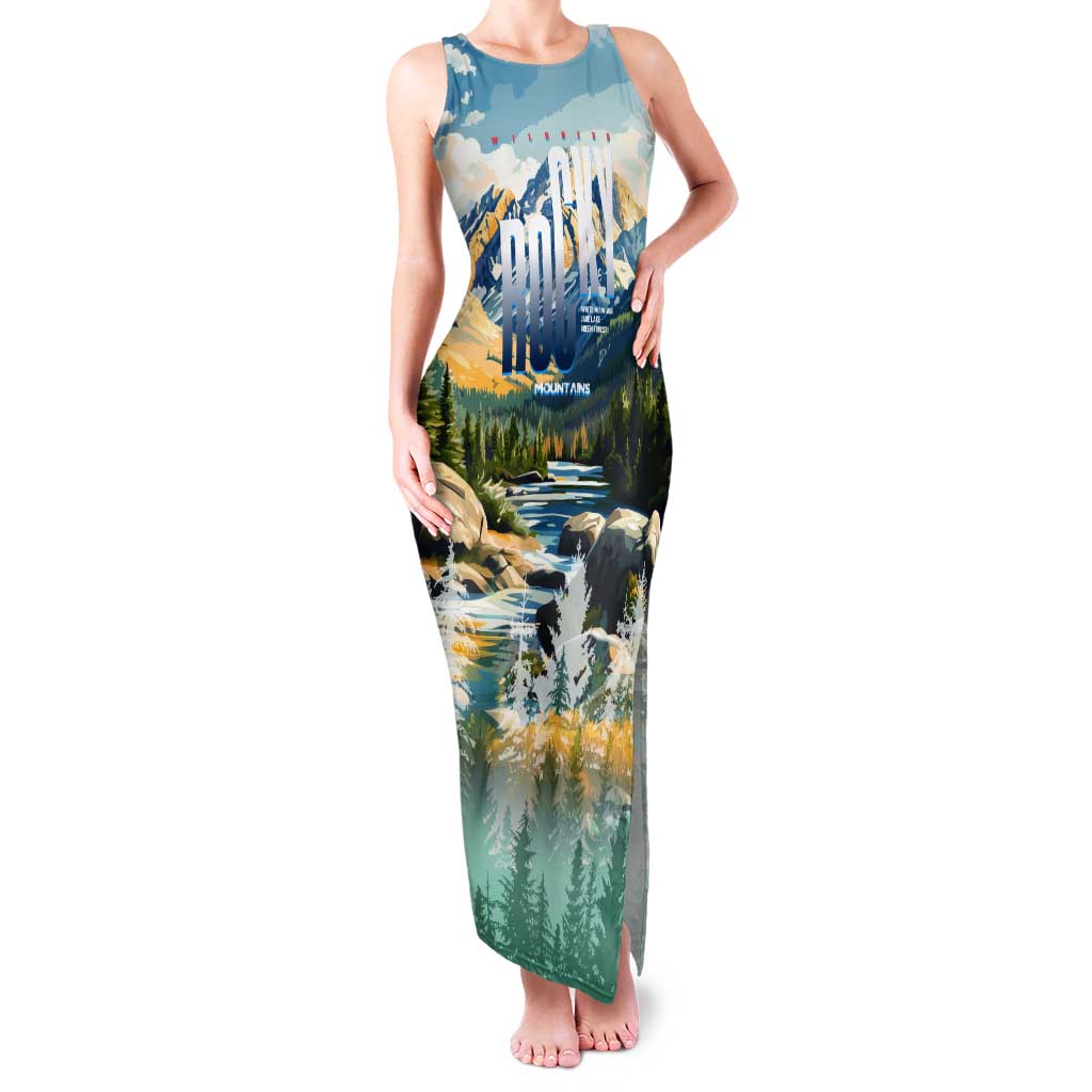 Wilderness of Rocky Mountains Family Matching Tank Maxi Dress and Hawaiian Shirt