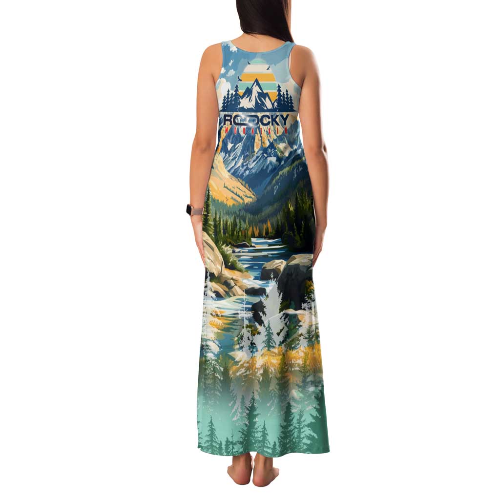 Wilderness of Rocky Mountains Family Matching Tank Maxi Dress and Hawaiian Shirt