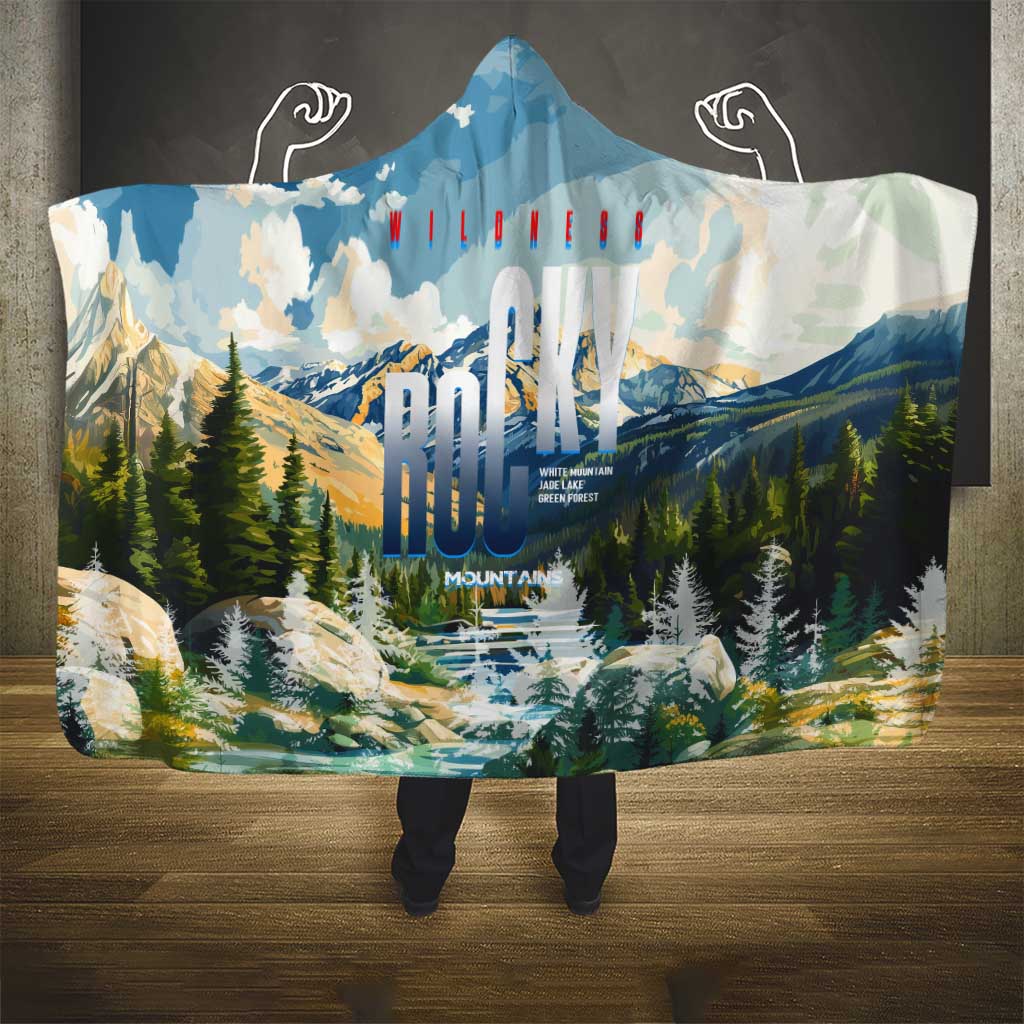 Wilderness of Rocky Mountains Hooded Blanket