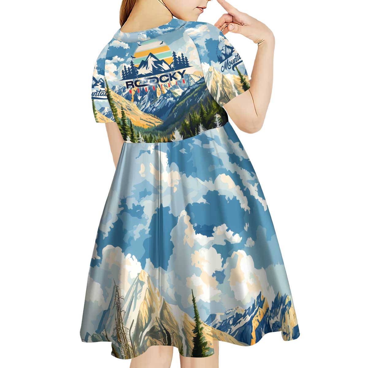 Wilderness of Rocky Mountains Kid Short Sleeve Dress