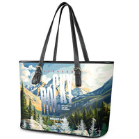 Wilderness of Rocky Mountains Leather Tote Bag