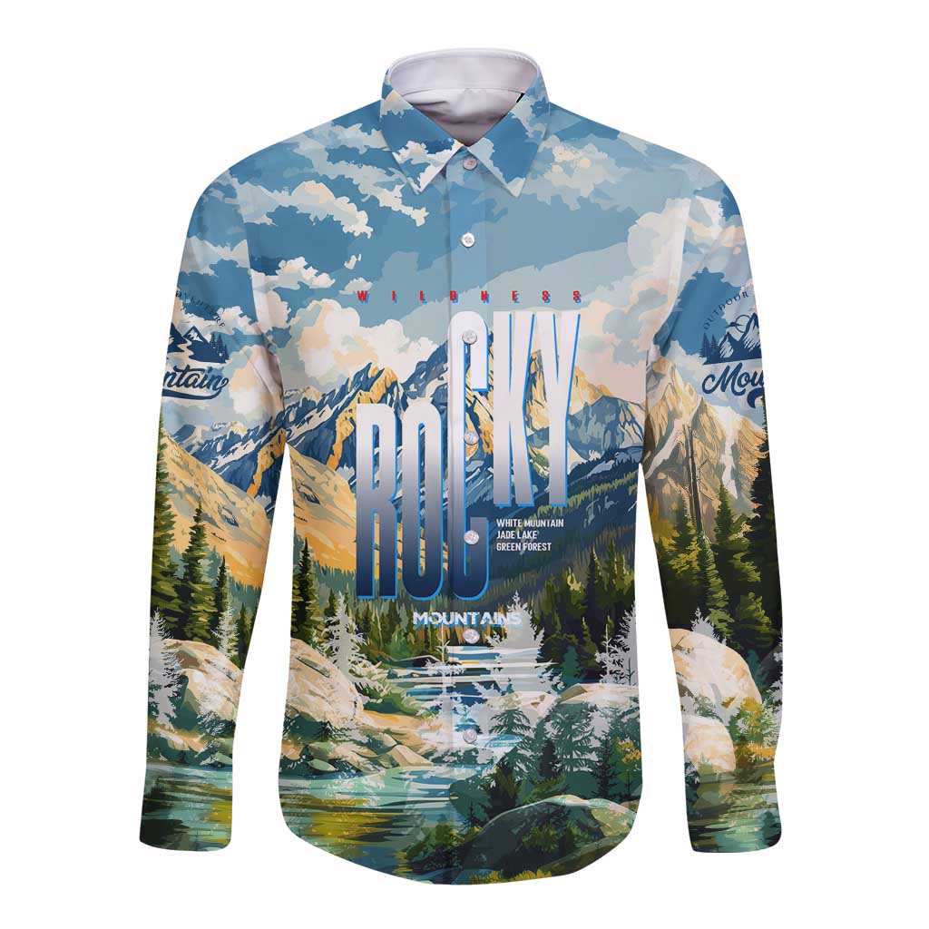 Wilderness of Rocky Mountains Long Sleeve Button Shirt