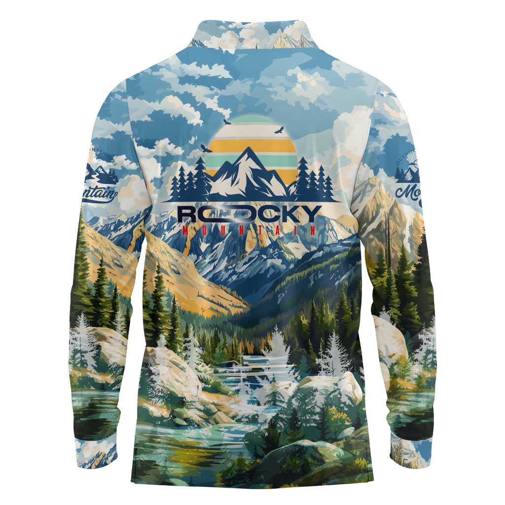 Wilderness of Rocky Mountains Long Sleeve Polo Shirt