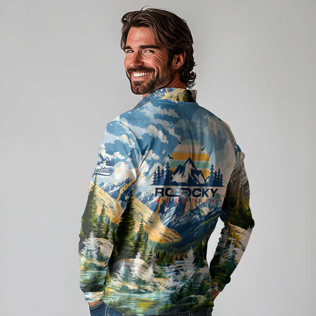 Wilderness of Rocky Mountains Long Sleeve Polo Shirt