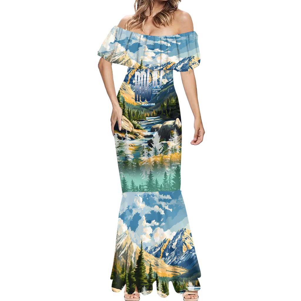 Wilderness of Rocky Mountains Mermaid Dress