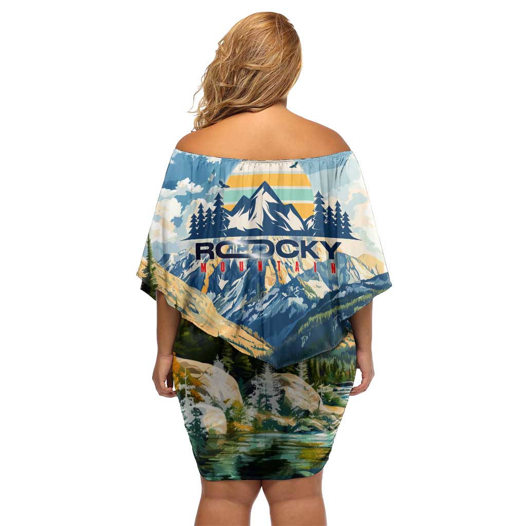 Wilderness of Rocky Mountains Off Shoulder Short Dress