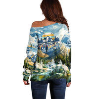 Wilderness of Rocky Mountains Off Shoulder Sweater