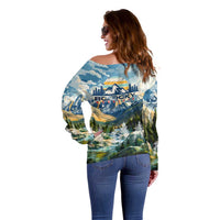 Wilderness of Rocky Mountains Off Shoulder Sweater